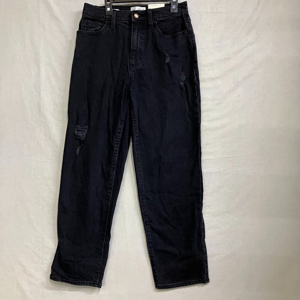 Universal Thread Women 4 Black High-Rise Distress Vintage Straight Stretch Jeans